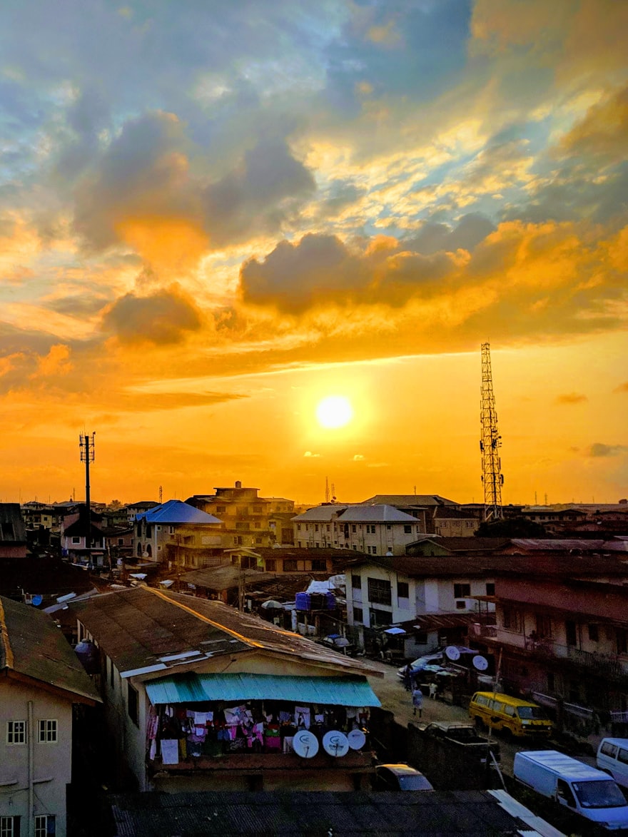 The Lagos skyline at sunset